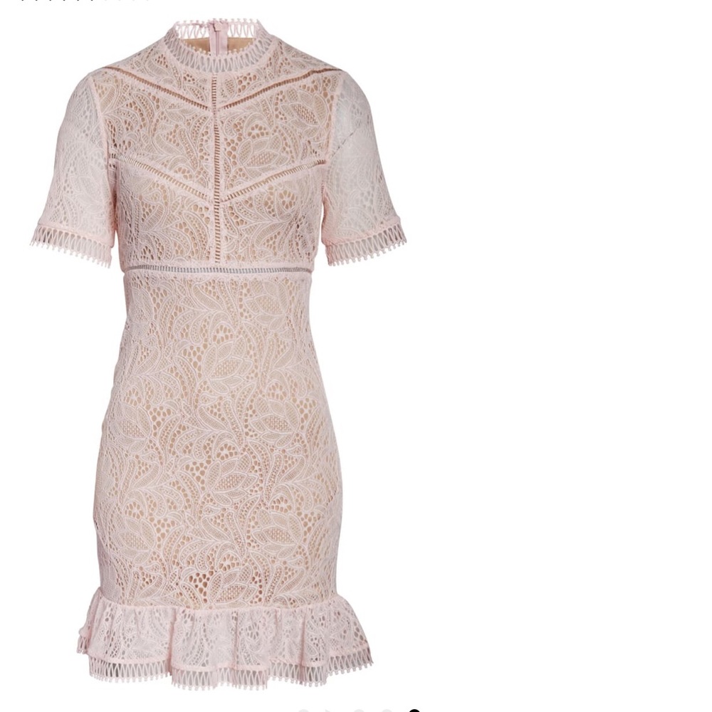 Bardot Theodora pink lace sheath dress